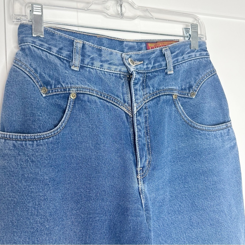 Vintage Lawman Western 90s Jeans blue denim 9 26 2 cowboy unique cotton scallop - Picture 2 of 11